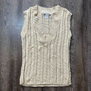 2000s‎ Y2k Sweater Project Knit Cream Sweater Vest Womens Size Medium